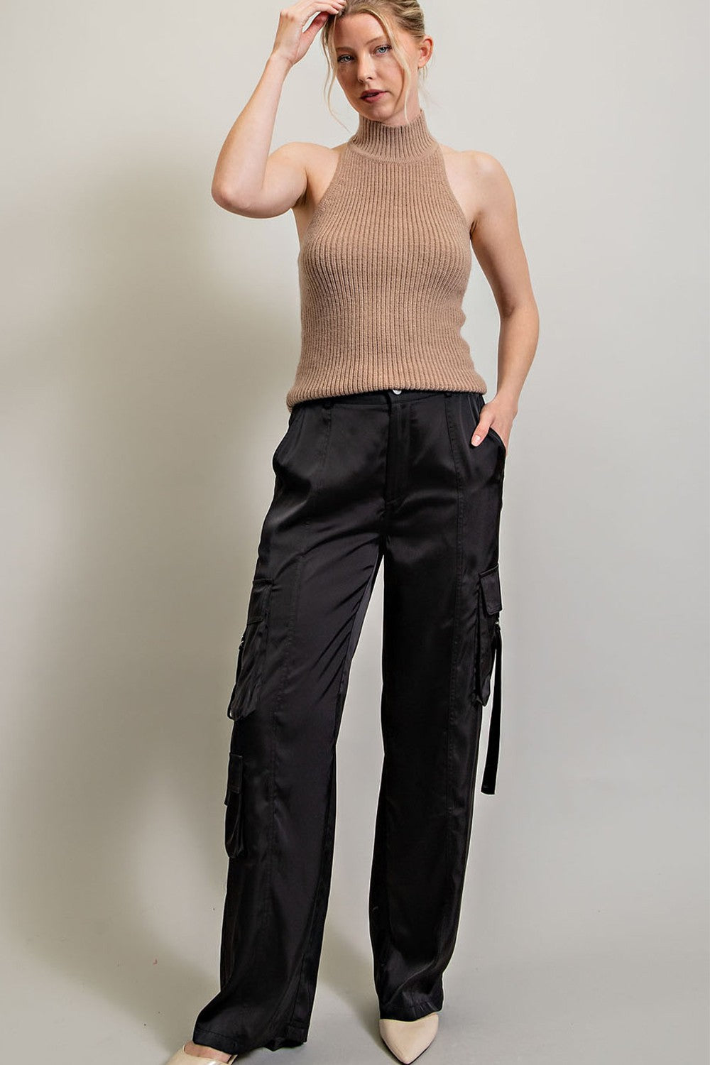 Silk Wide Leg Cargo Pant- Black – Lark & Lily Boutique