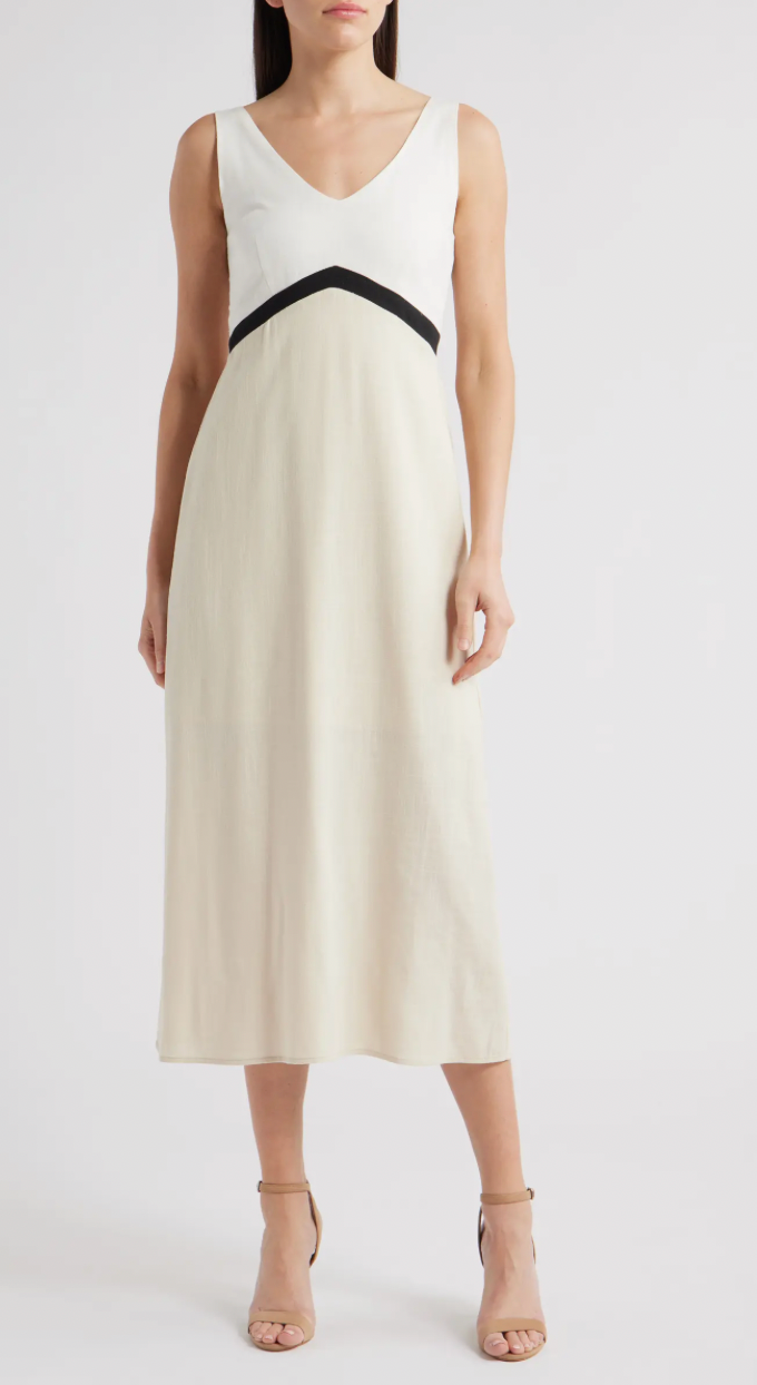 square neck homecoming dresses Colorblock Midi Sundress Extra Small