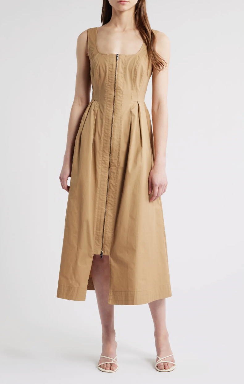 Pleated Zip Cotton Midi Dress Lark & Lily Boutique Pleated Zip Cotton Midi Dress Lark & Lily Boutique