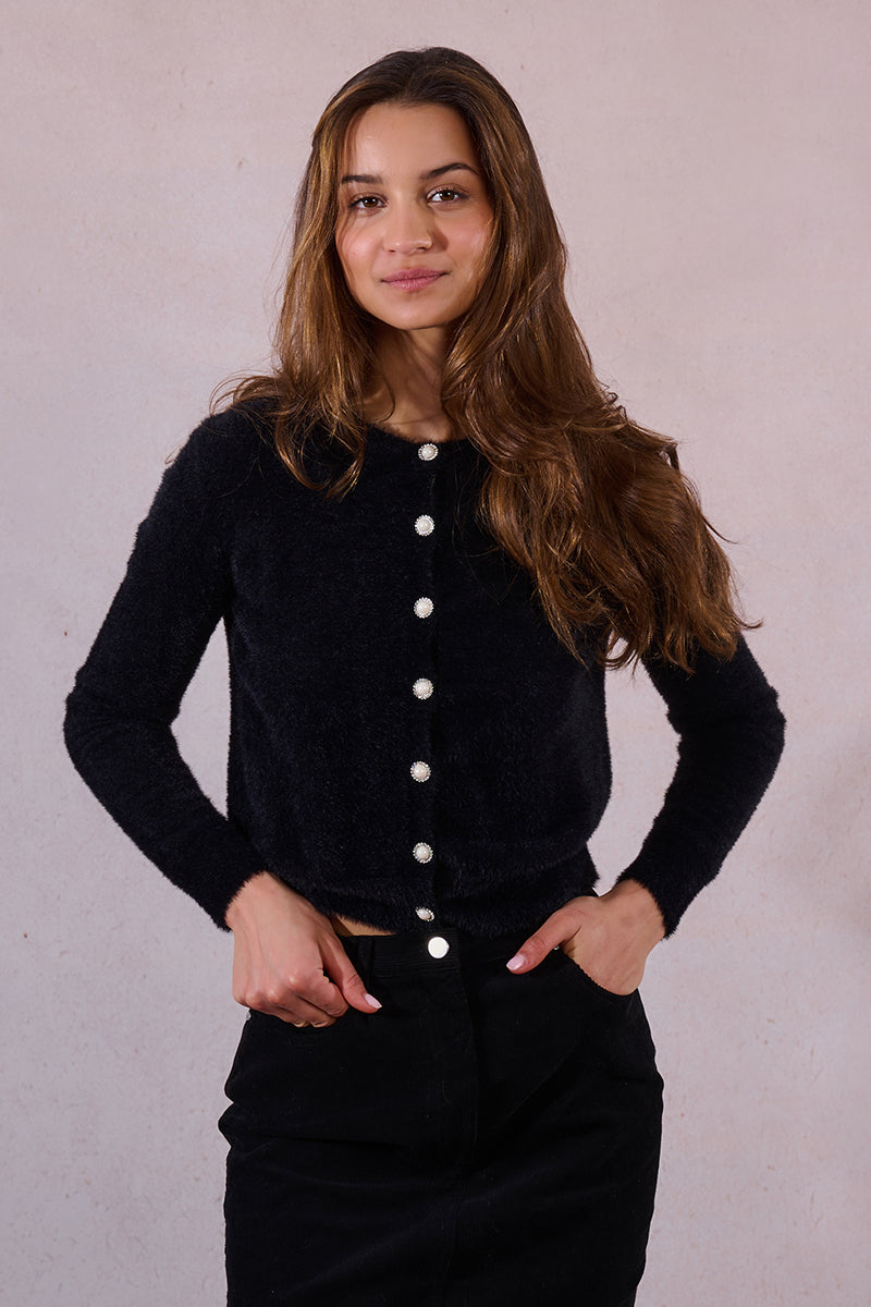 カーディガン LaceTrimmedPearl-ButtonCardigan KK382_404
