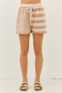 SET - SUPER SOFT STRIPE MIX SWEATER TOP AND SHORTS