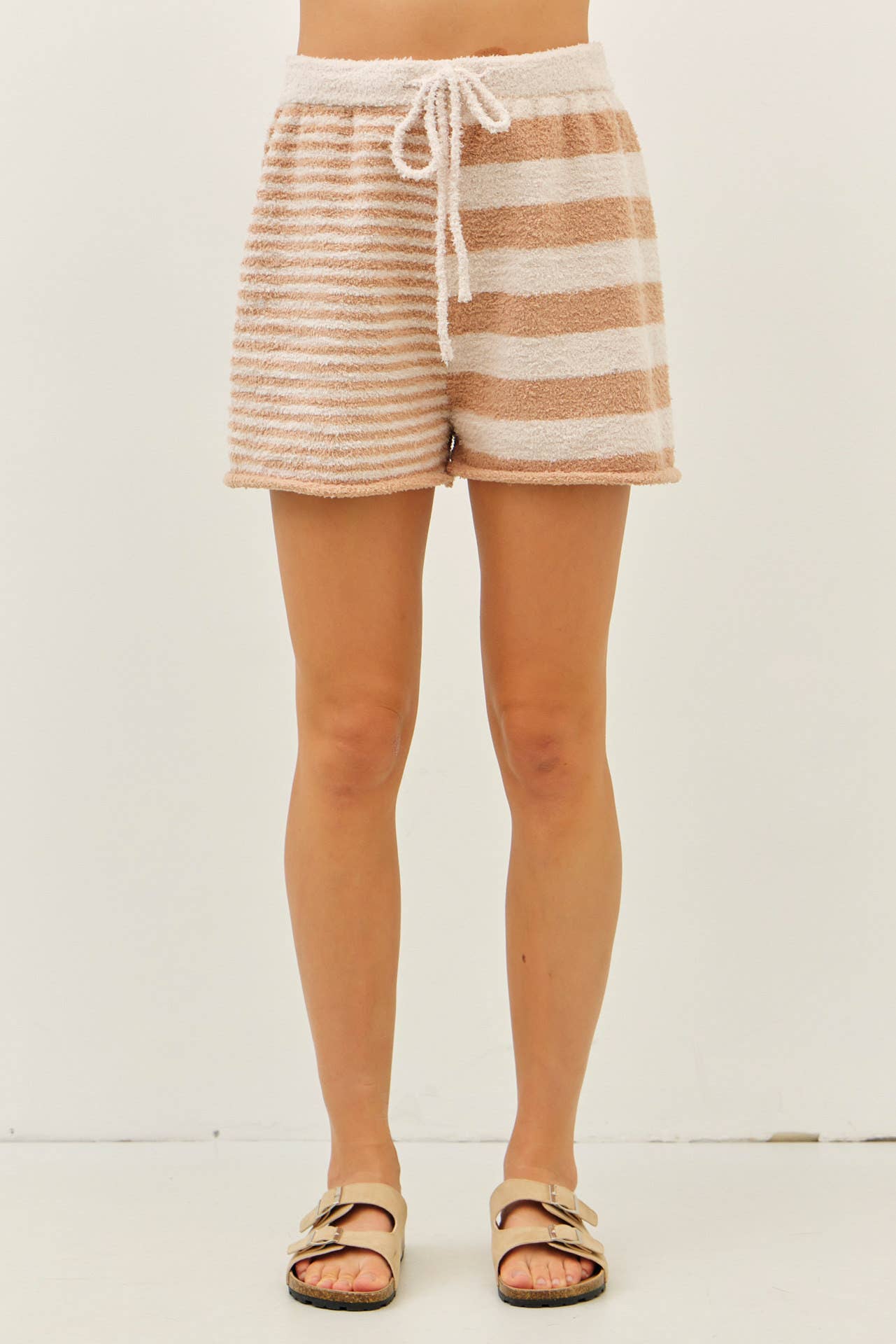 SET - SUPER SOFT STRIPE MIX SWEATER TOP AND SHORTS