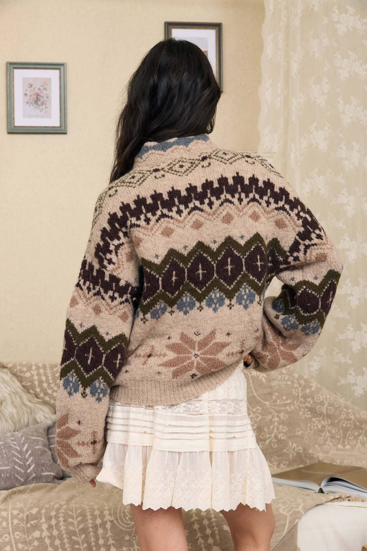 Fair Isle Mock Neck Sweater