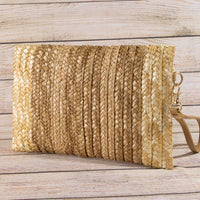 Three Tone Straw Clutch Bag