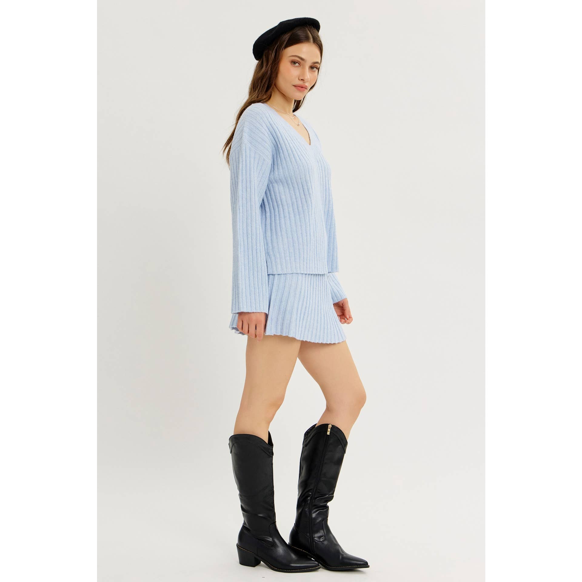CLOUD SOFT OVERSIZED RIBBED SWEATER TOP WITH BELL SLEEVES