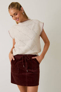 Wide Shoulder Sleeveless Sweater