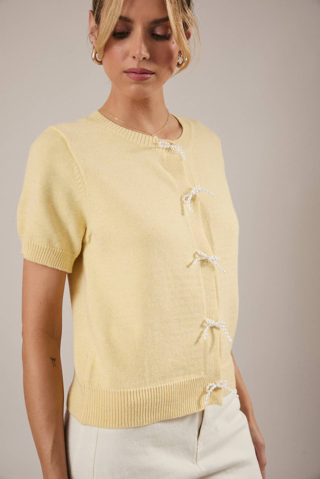 Pearl Bow Cardigan
