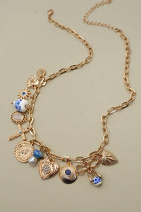 Blue Porcelain Multi-Charm Necklace