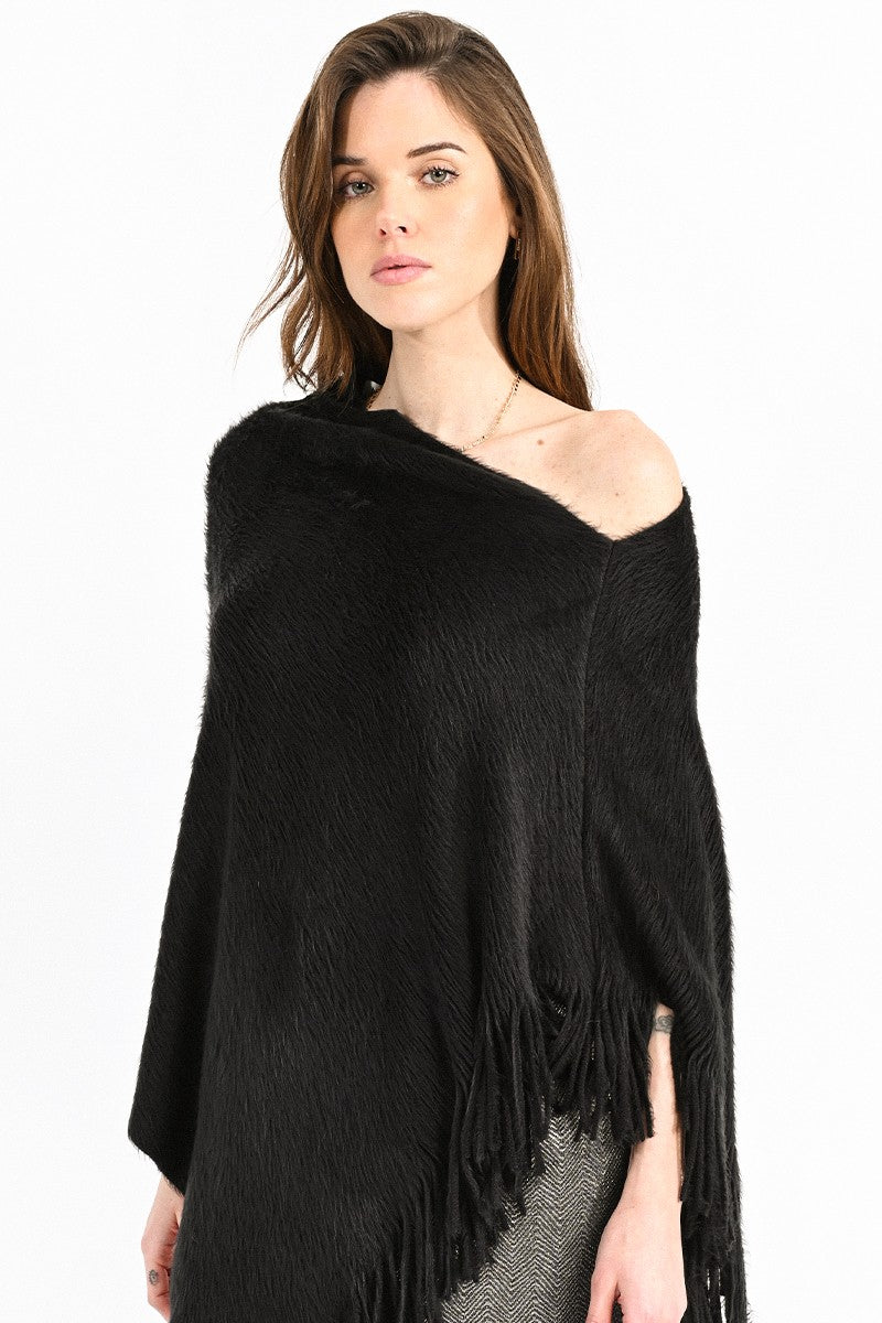 Couvre Moi Pullover Poncho- Black