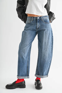 Cuffed Barrel Jean - MEDIUM DENIM - JP420