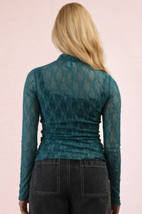 Sheer Mesh Lace Knit Top