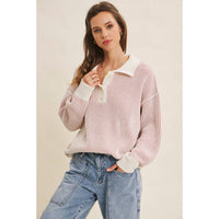 Two Tone Henley Sweater