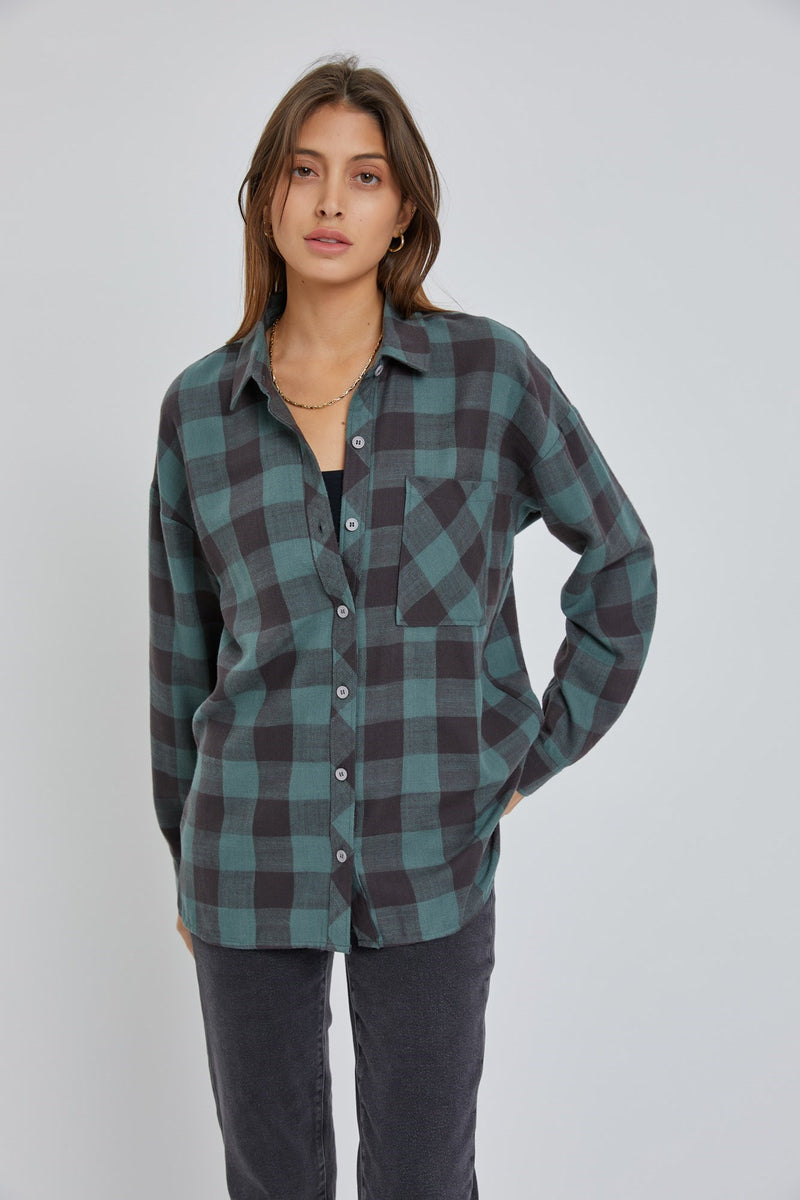 Pine Boyfriend Flannel Shirt