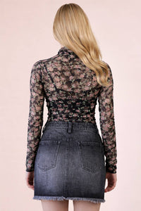 Sheer Mesh Lace Knit Top