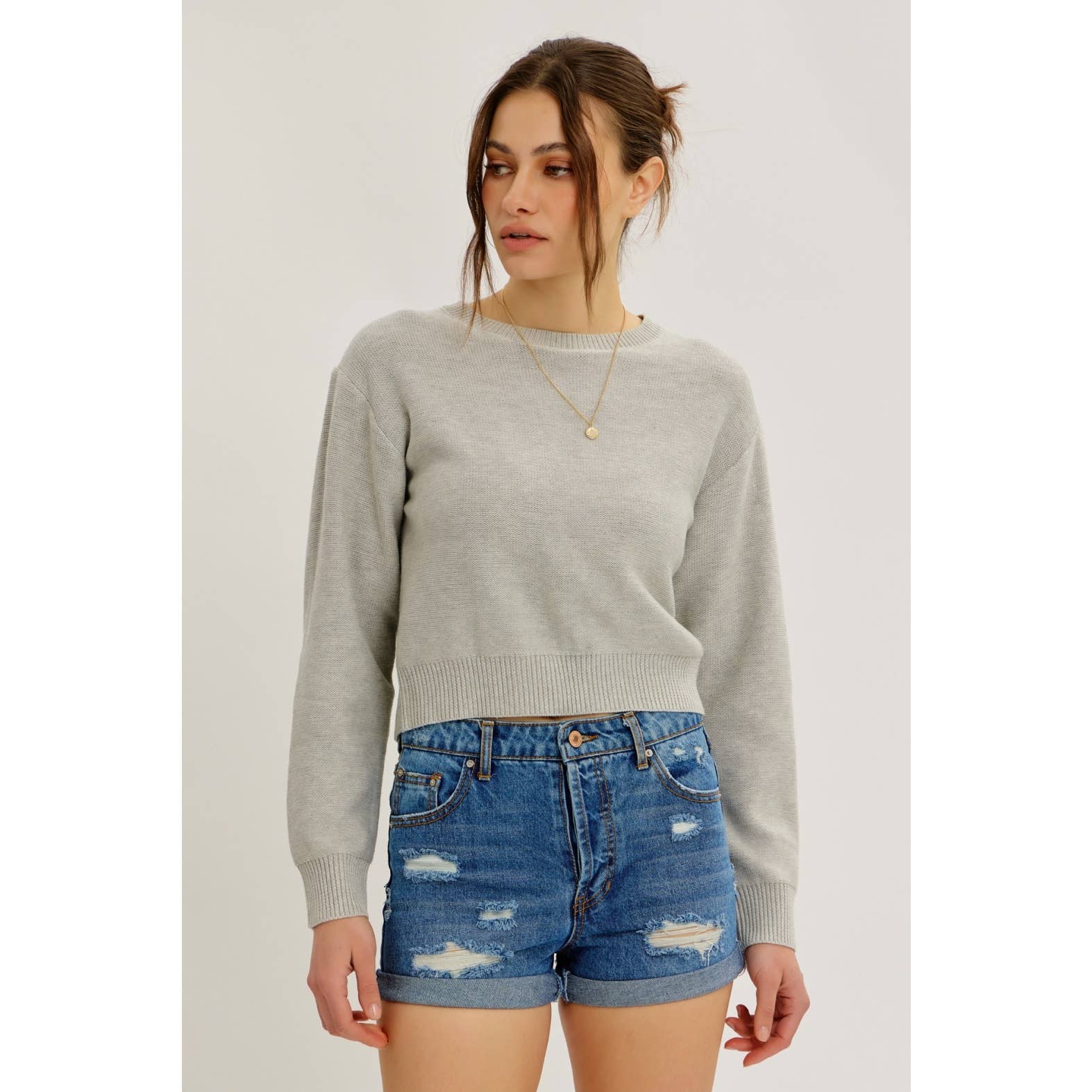 Contrast Bow Tie Back Sweater