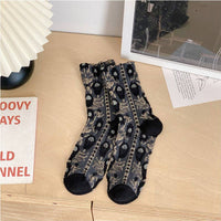 Vintage Style Floral Crew Socks (5 Pairs)