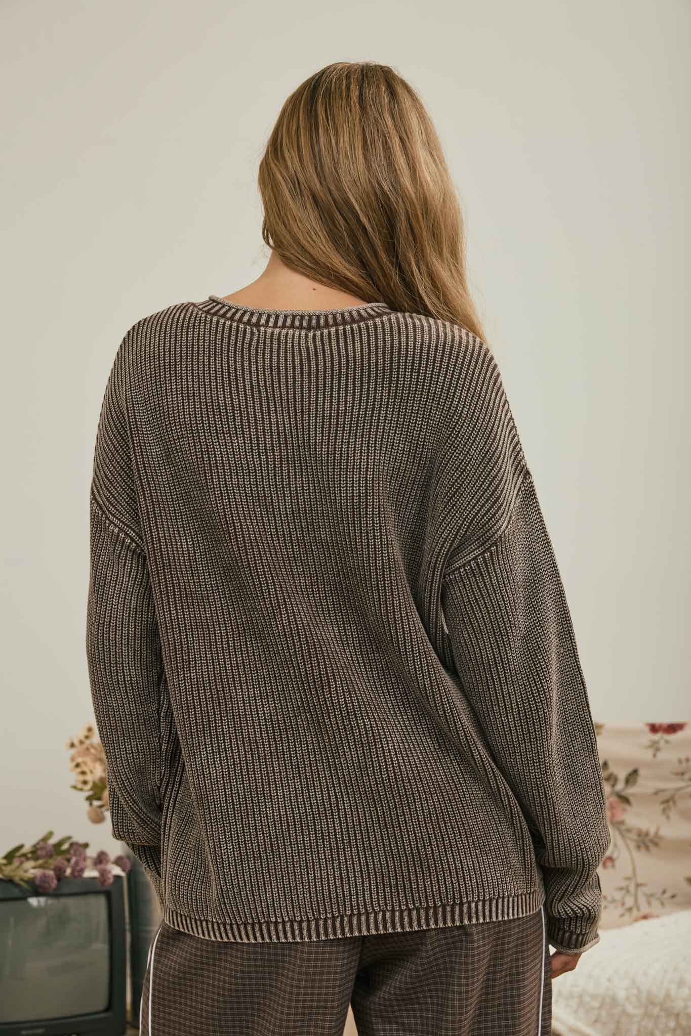 Washed Henley Sweater