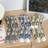 Vintage Style Floral Crew Socks (5 Pairs)
