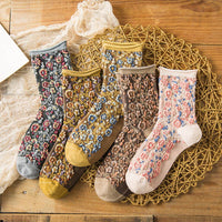 Vintage Floral Printed Socks (5 Pairs)