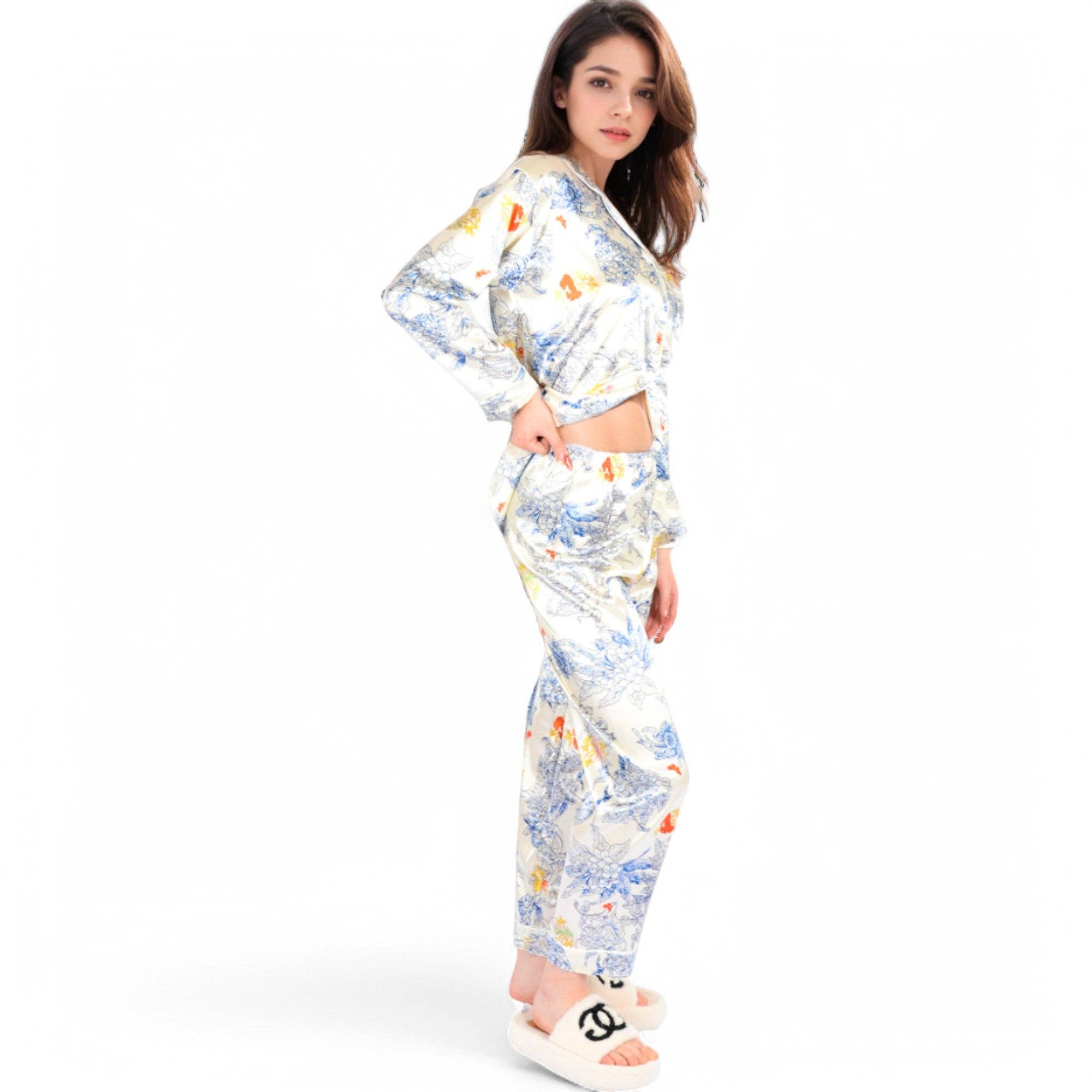 Botanical Satin Pajama Set