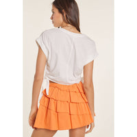 GATHERED SIDE GRUNGE CROP COTTON TOP
