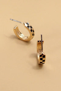 Mini Checker Hoop Huggie Earrings