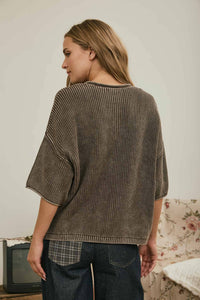 Washed Short Sleeve Cardigan
