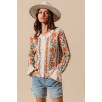 Floral Button Front Cardigan