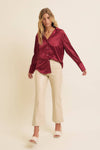 Button Down Satin Shirt- Burgundy