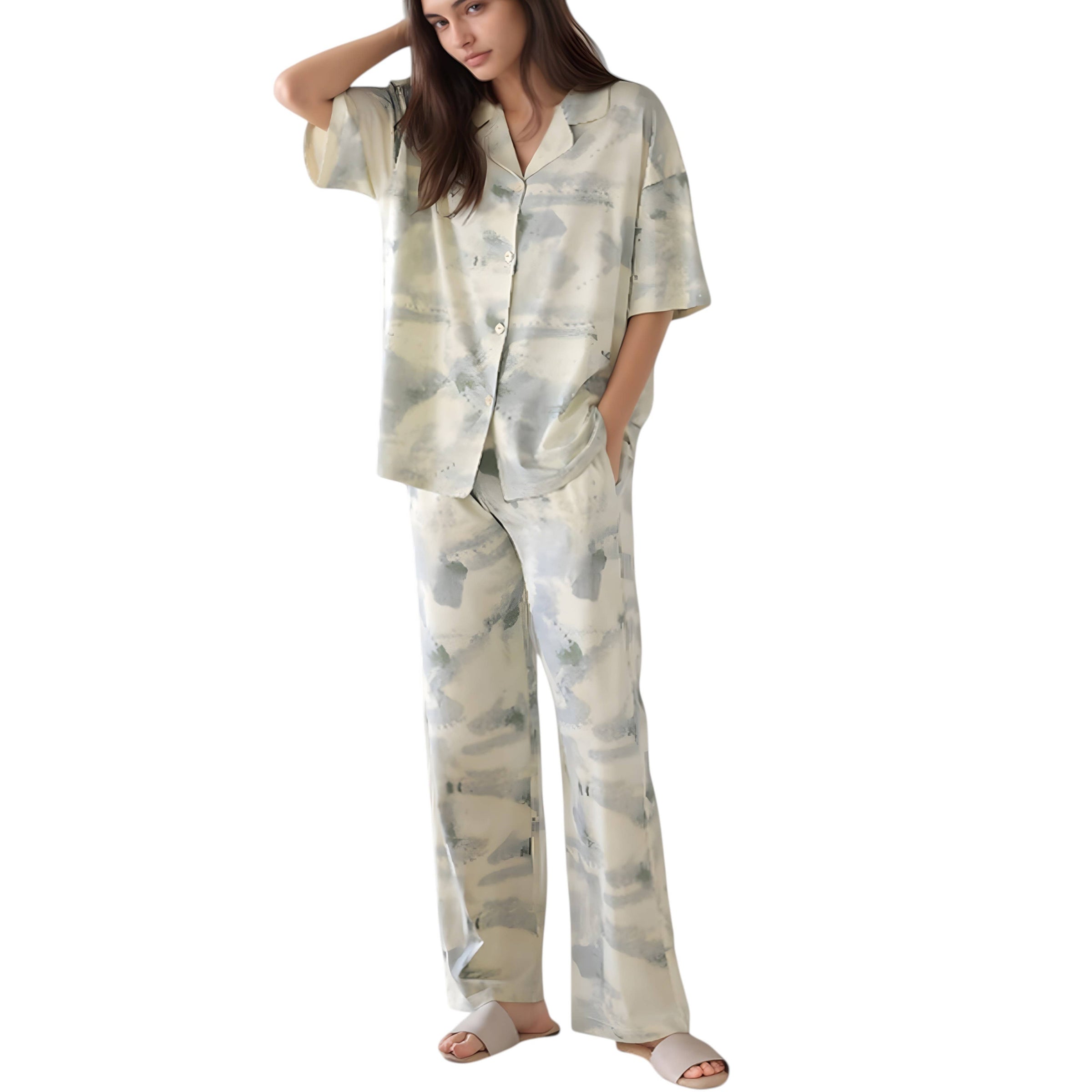 Watercolor Print Pajama Set