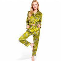 Giraffe Print Satin Pajama Set