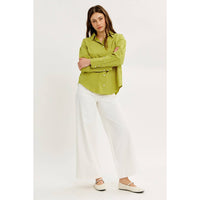 COTTON STRIPE BUTTON-DOWN SHIRT WITH LAPEL COLLAR