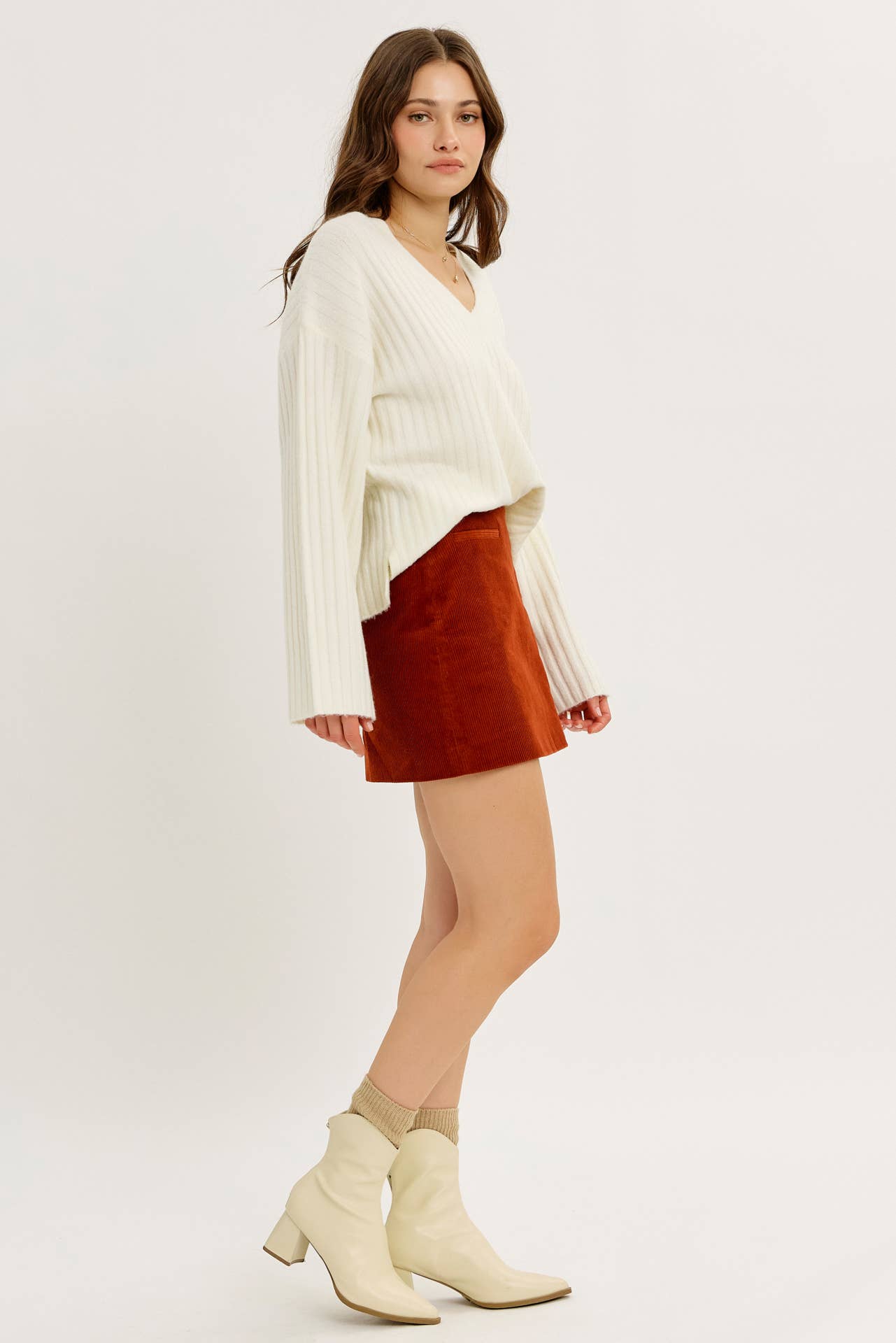 CLOUD SOFT OVERSIZED RIBBED SWEATER TOP WITH BELL SLEEVES