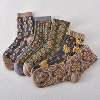 Vintage Floral Printed Socks (5 Pairs)