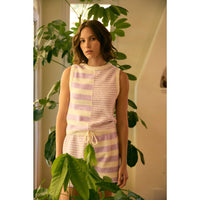 SET - SUPER SOFT STRIPE MIX SWEATER TOP AND SHORTS