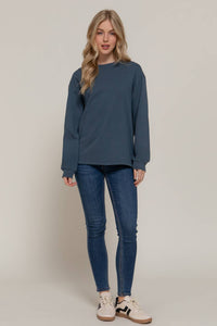 Long Sleeve Round Neck Garment Dye Tee