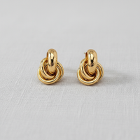 Gold Tone Geometric Twist Earrings