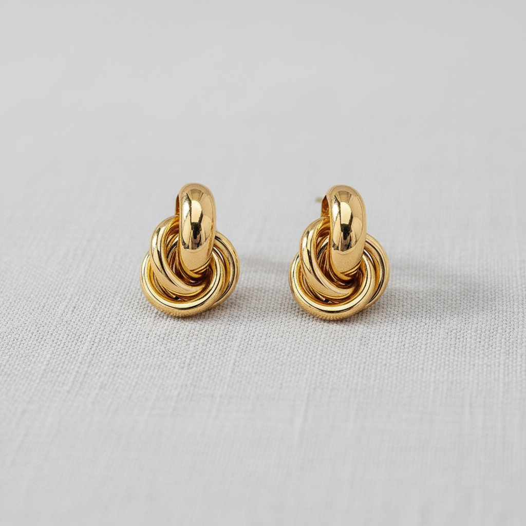 Gold Tone Geometric Twist Earrings