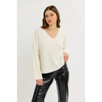 CLOUD SOFT OVERSIZED RIBBED SWEATER TOP WITH BELL SLEEVES
