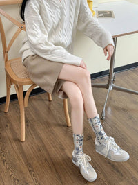 Vintage Style Floral Crew Socks (5 Pairs)