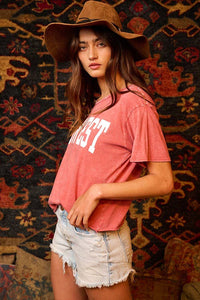 'MIDWEST' Mineral Washed Graphic Top