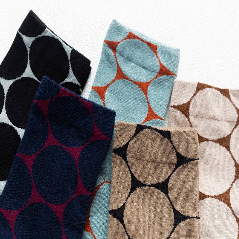 Simple Polka Dot Mid Calf Socks (5 Pairs)