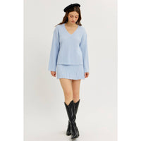 CLOUD SOFT OVERSIZED RIBBED SWEATER TOP WITH BELL SLEEVES