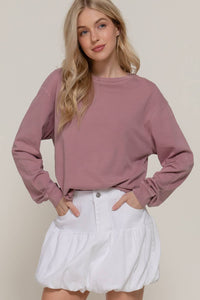 Long Sleeve Round Neck Garment Dye Tee
