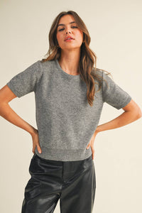 Short Sleeve Crew Neck Sweater