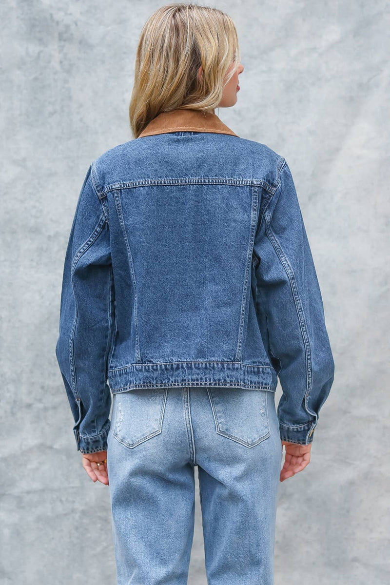 Corduroy Collar Denim Jacket