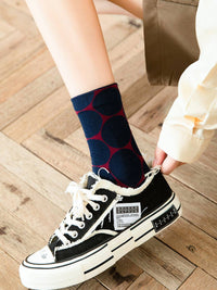 Simple Polka Dot Mid Calf Socks (5 Pairs)