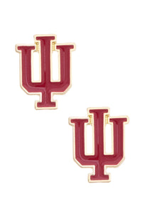Indiana Hoosiers Stud Earrings in Shiny Gold