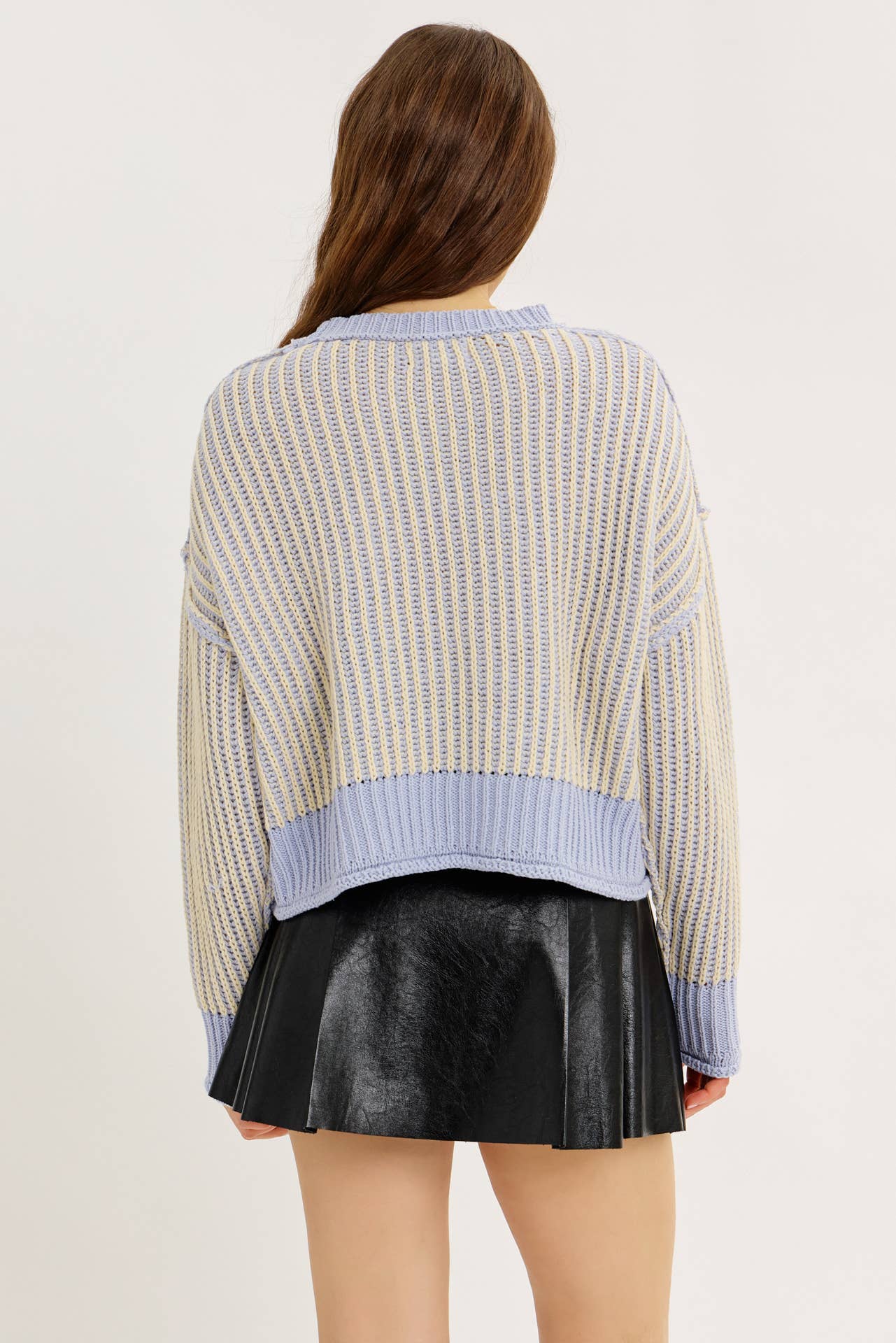 Two Tone Striped Oversized Sweater