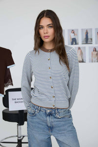 Striped Contrast Trim Cardigan